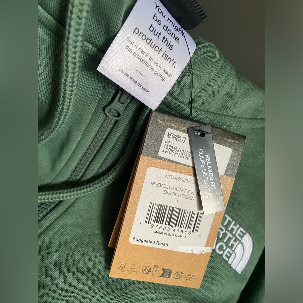 The North Face Men's Evolution Full-Zip Logo Hoodie ✨ Duck Green Size Large - Picture 14 of 16